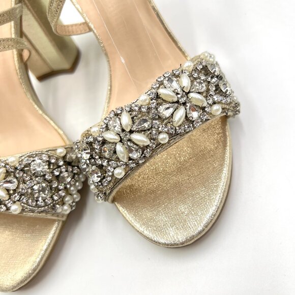 Paradox London Womens Size 6 Hira Champagne Shimmer Block‎ Heels Sandals Shoes - Picture 4 of 12